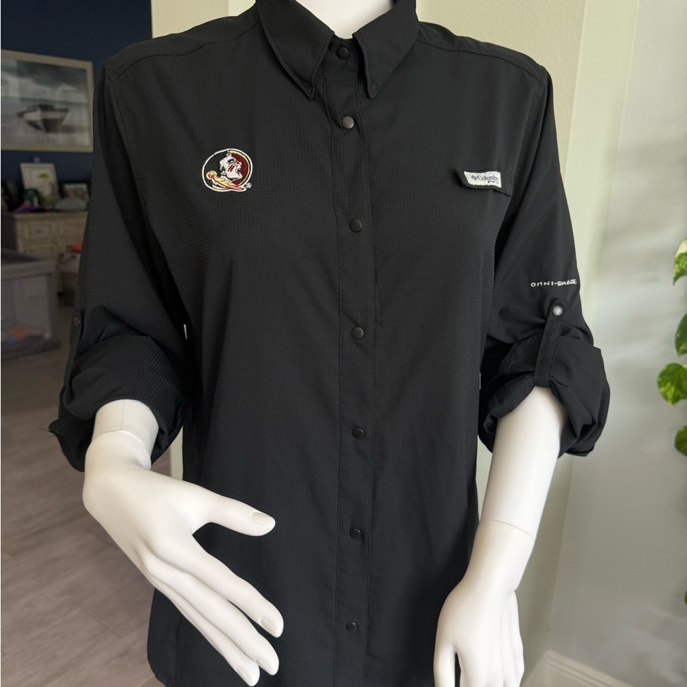 Columbia Black Women’s Casual Button Down Shirt Florida State Seminoles Sz L